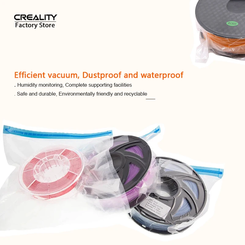 Creality-Sac de rangement pour filament d'imprimante 3D, kit sous vide, deux sacs de banc secs, TANDust Verde, degré d'humidité