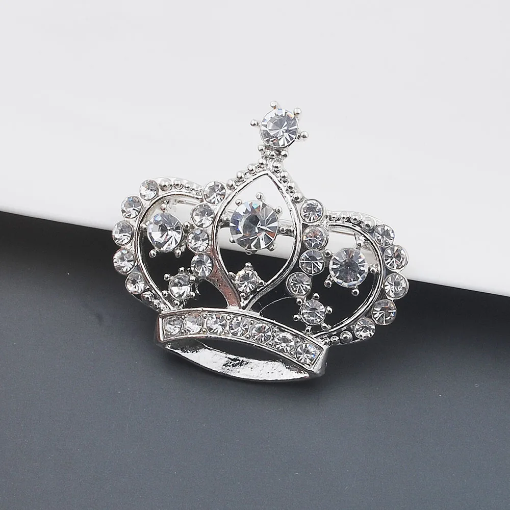 Female Crown Brooch Simulated Crystal  White K Engagement Wedding  Brooch for Women