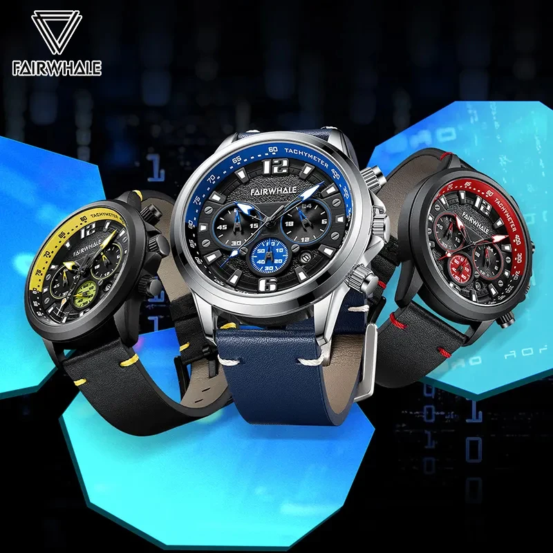 

Mark Fairwhale Men's Luxury Tonneau Steel Chronograph Quartz Watch Fashion Silicone Strap Sport Mille Wristwatch