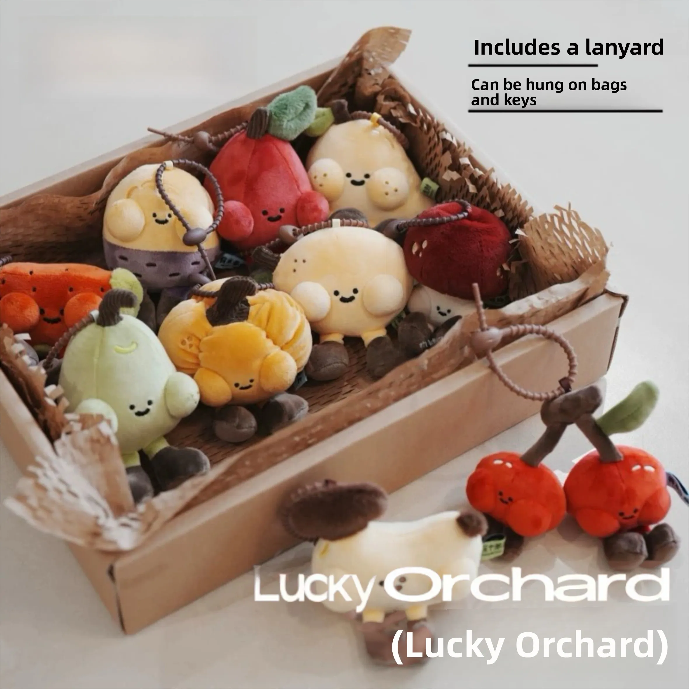 Logaloga Plu Doll Bag Charm Cute Creative Fruit Series Toy Soft PP Cotton Filled Souvenir Keychain for All Ages
