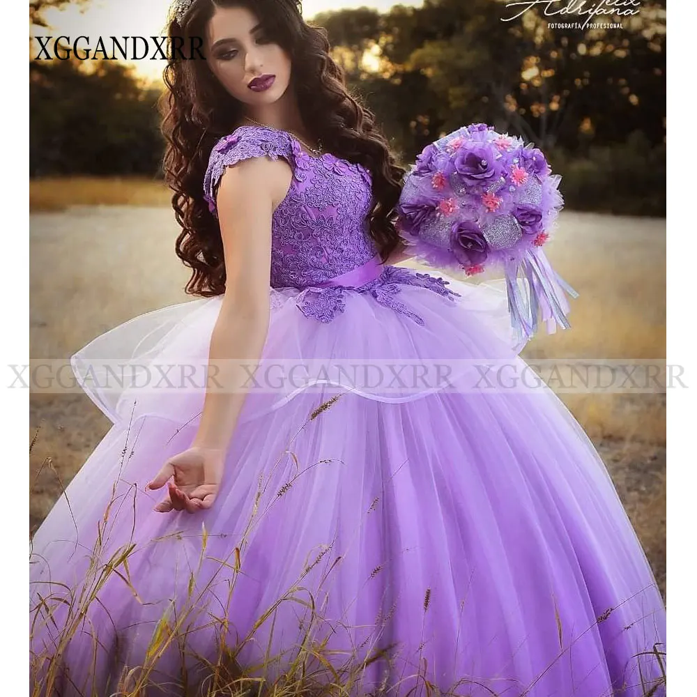 Vestido De tul lavanda para quinceañera, traje 3D Floral, púrpura, para baile De 15 Años, dulce 16, fiesta De cumpleaños, hecho a medida, 2024