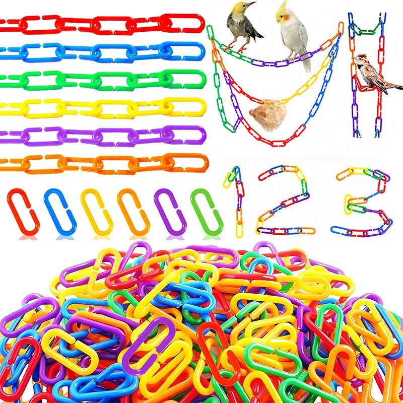 Plastic C-Clip Hook Chain Links 6 Colors Counting Linking Activity Kit for Fine Motor Color Recognition Counting Sorting Skills