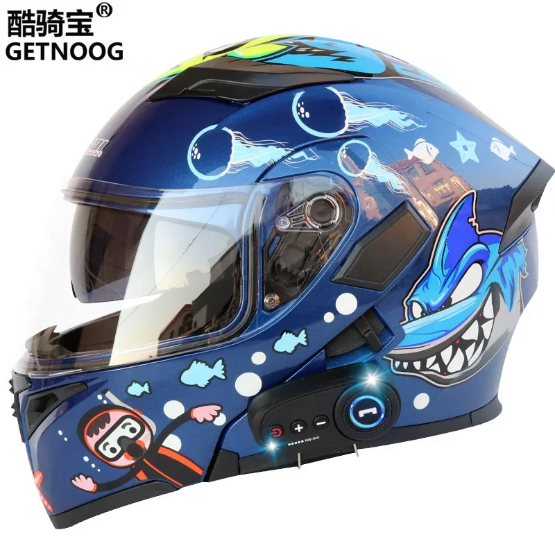 Jiekai Motorcycle Full Helmet Dual Lens Bluetooth Helmet Motocross