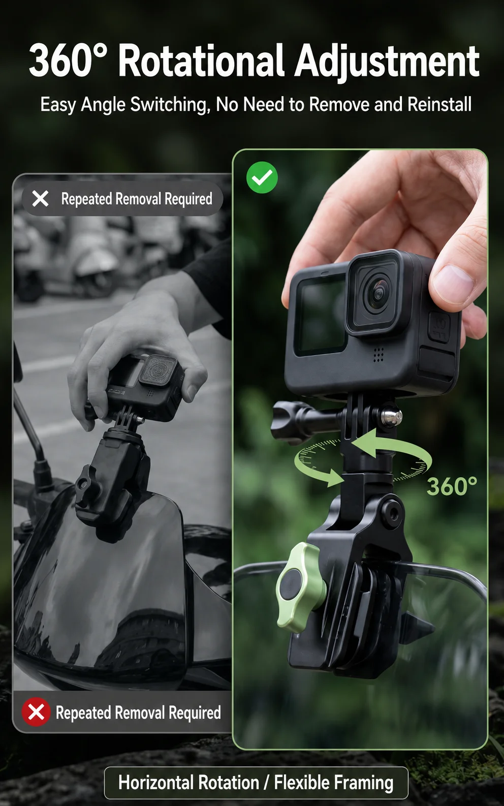 Aluminium-Windschutzscheiben-Clip-Halterung für DJI Osmo Nano/Action 6/5Pro/Pocket 3 4 GoPro/Insta360 X5/GO Ultra/X4 Air Zubehör – Detail 3