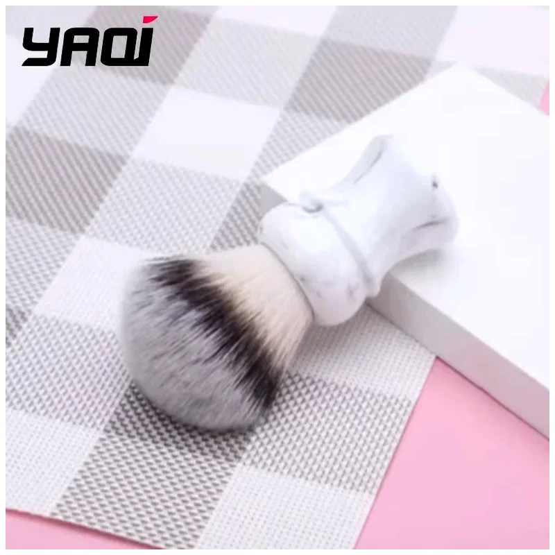 YAQI Everest 24mm White Marble Synthetic Hair Travel Shaving Brush Mens Shavers Brushes Wet Shave Tools Men Shaving Products