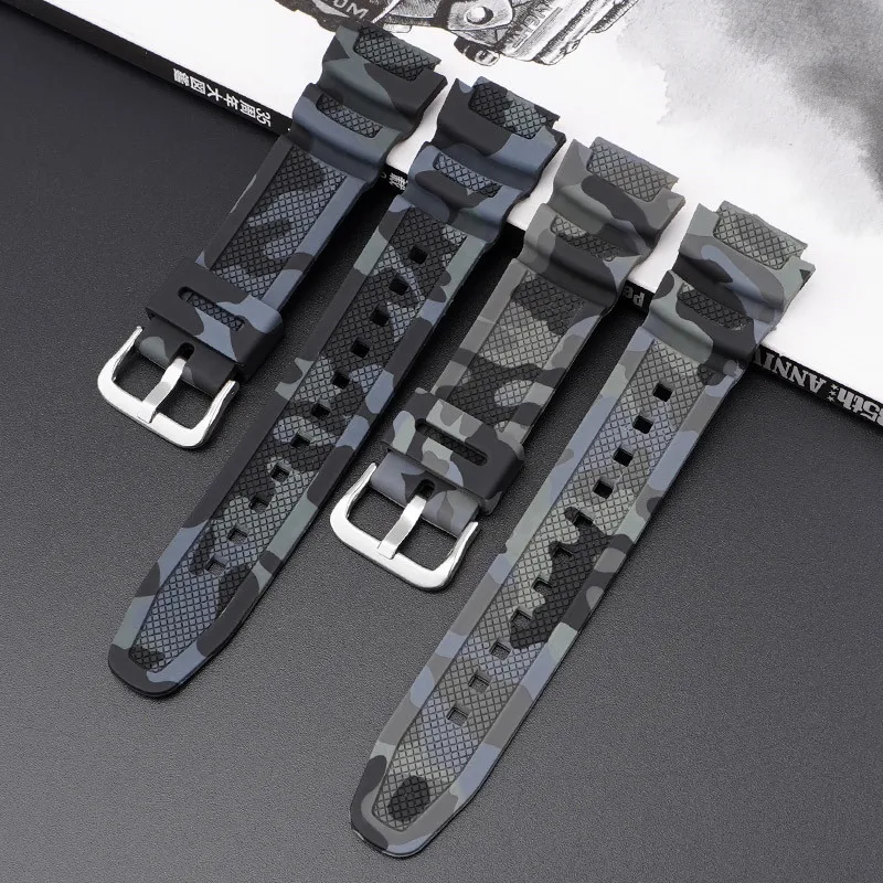 Strap for Casio G-Shock AQ-S810W AE-1000W AE-1200/1300 SGW-300 W-215 F-108 Camouflage Silicone Watch Band Accessories 18mm