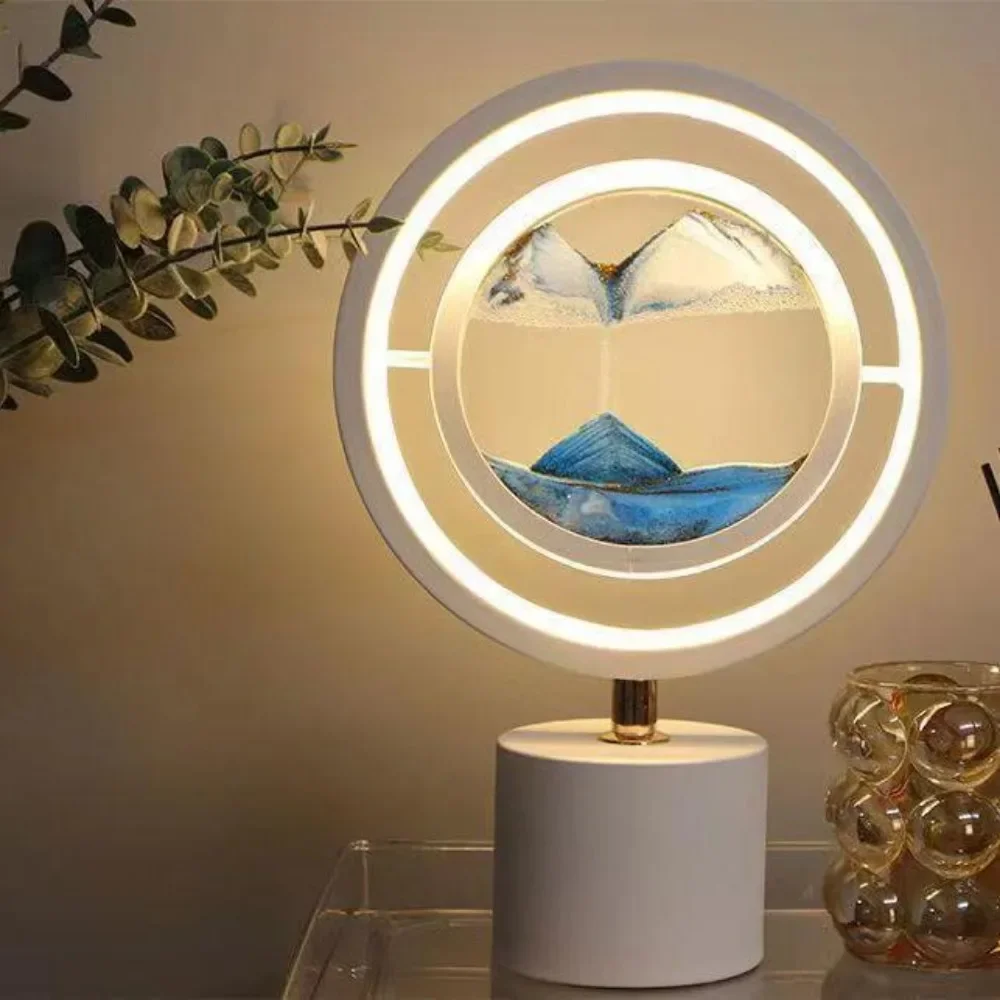 Drifting Sand Table Lamp, Sand Leakage Painting, Decompression Decoration, High Beauty Bedroom, Simple and Creative Study Lamp