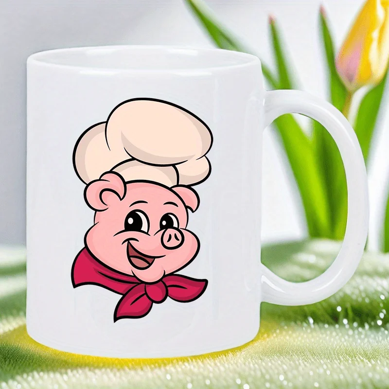 

pig 11oz Ceramic Coffee Mug - Reusable, Insulated,Travel Mug, Hand-Wash Only - Perfect for Coffee Lovers, Men & Women white mug