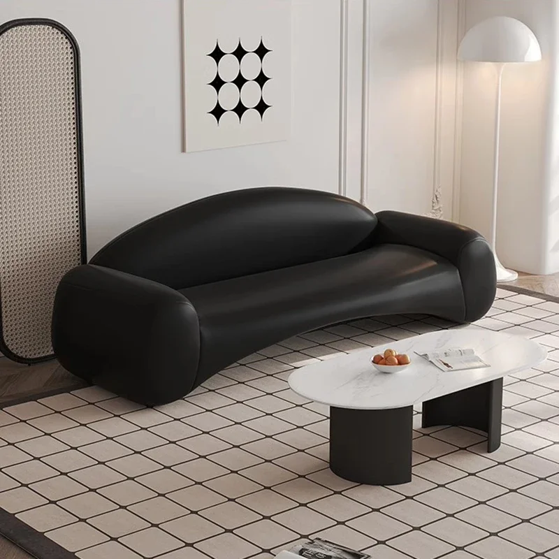 Canapé causeuse en cuir noir français pour adultes, canapé de sommeil design, meubles de luxe inclinables, livraison gratuite