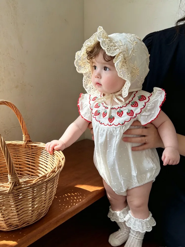 Newborn baby clothes Cute romper summer 2026 New sweet princess climbing O-neck fly sleeves cloth baby girl rompers thin cotton