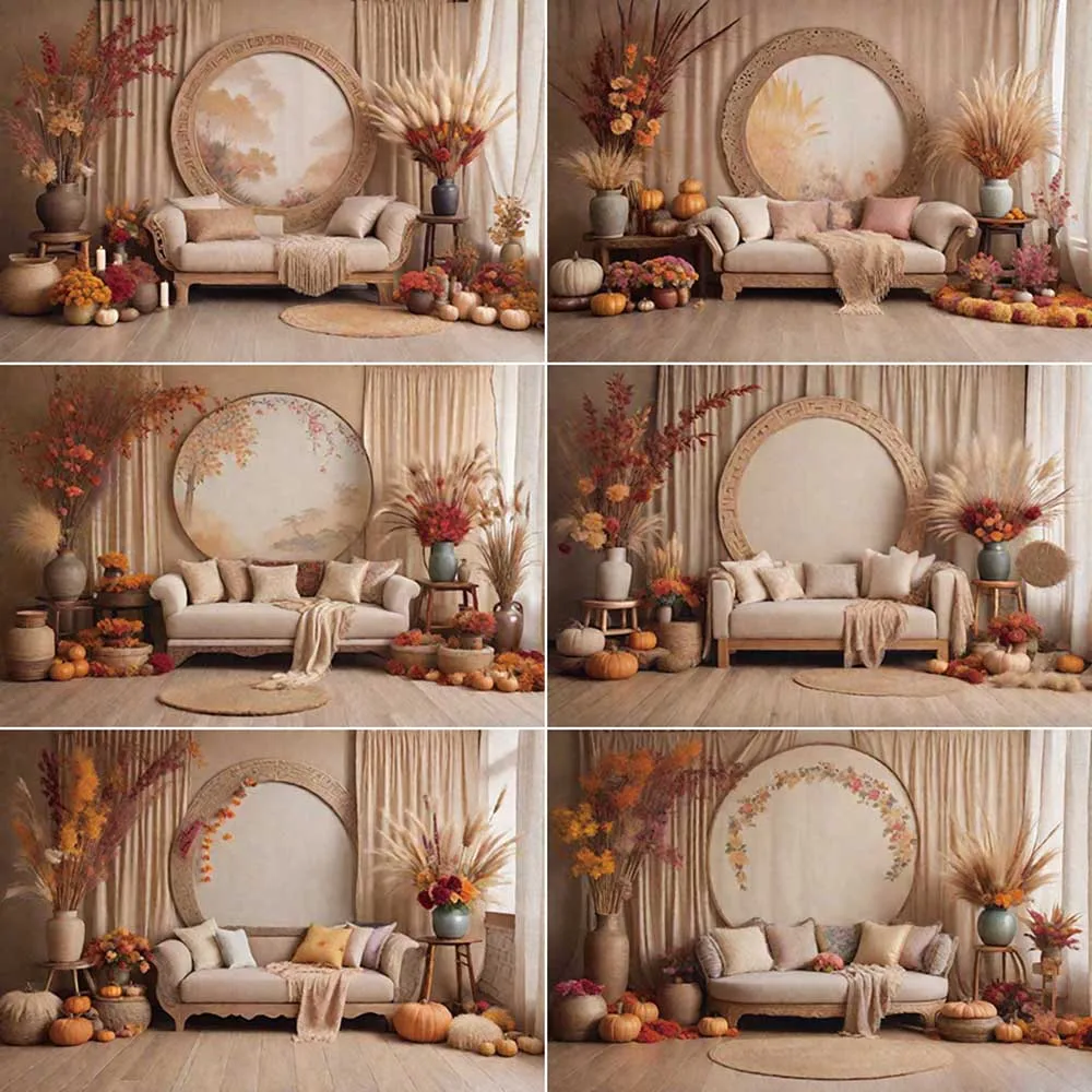 MOON.QG Thatch Living Room Background Photography Autumn Bohemia Cowboy Photocall Backdrop Child Studio Photozone Accessories