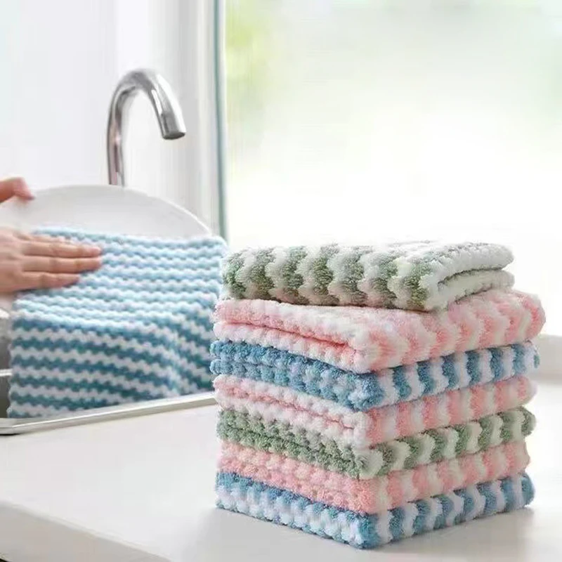 5db Törölköző dishcloth háztartási konyhai dishwashing ruhával színben Plató tisztító Itatgat ruhával konyhai absorbent vize scouring Dutyi