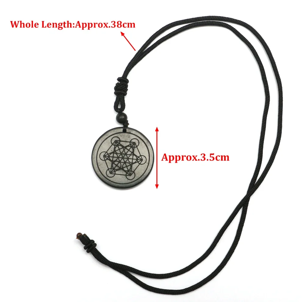 Natural Shungite Necklace Engraved Tree of Life Skull Lion Moon Star Gemstone Pendant Charms Amulets EMF Protection Jewelry Gift