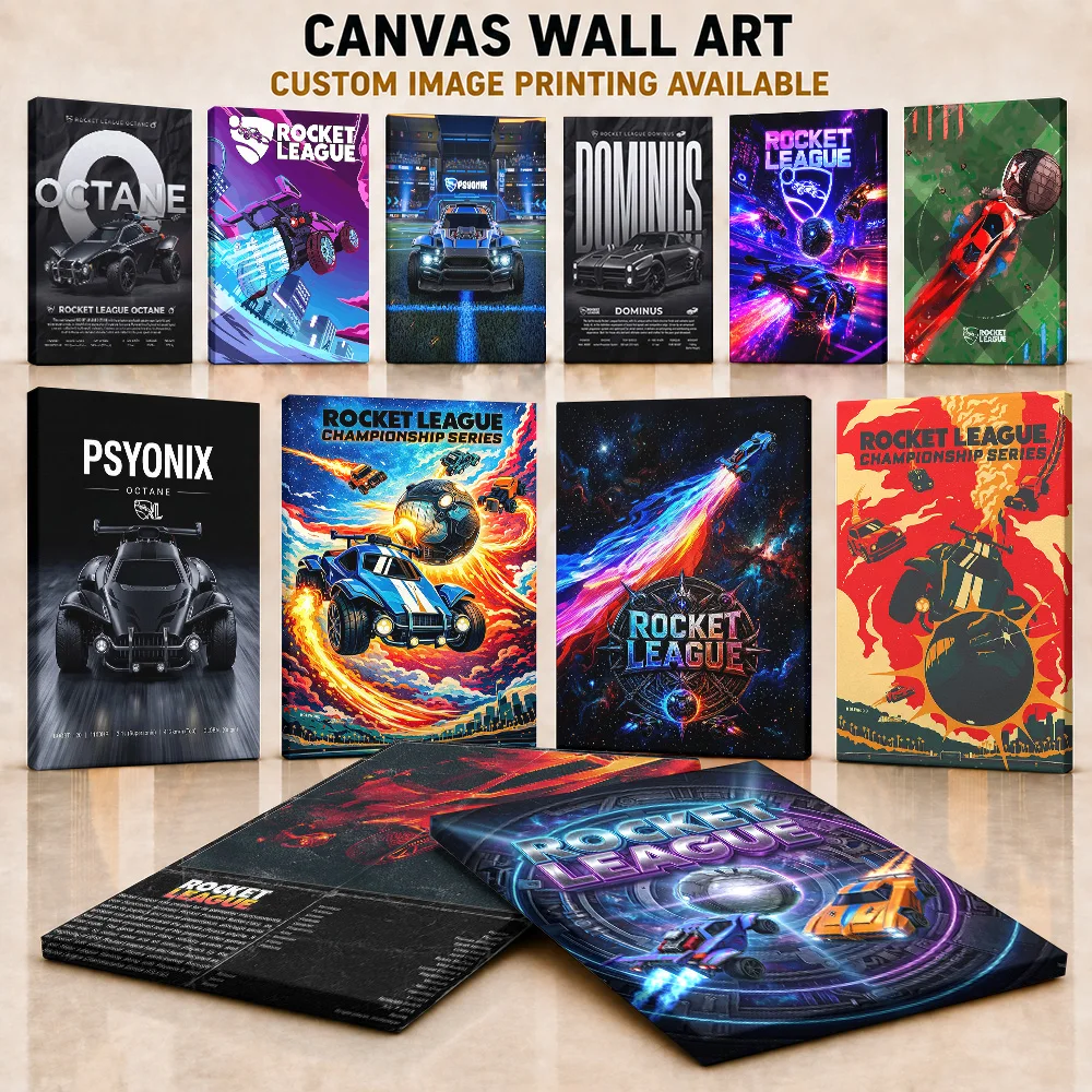 Rocket League Canvas Painting Poster Personalized Photo Dynamic Sports Competition Style Canvas Wall Art For Bedroom Player Gift