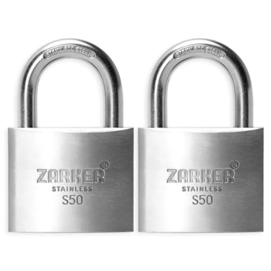

S50 Keyed Alike Padlock, Stainless Steel SUS304 Body and Shackle, Anti Rust, 2-Pack