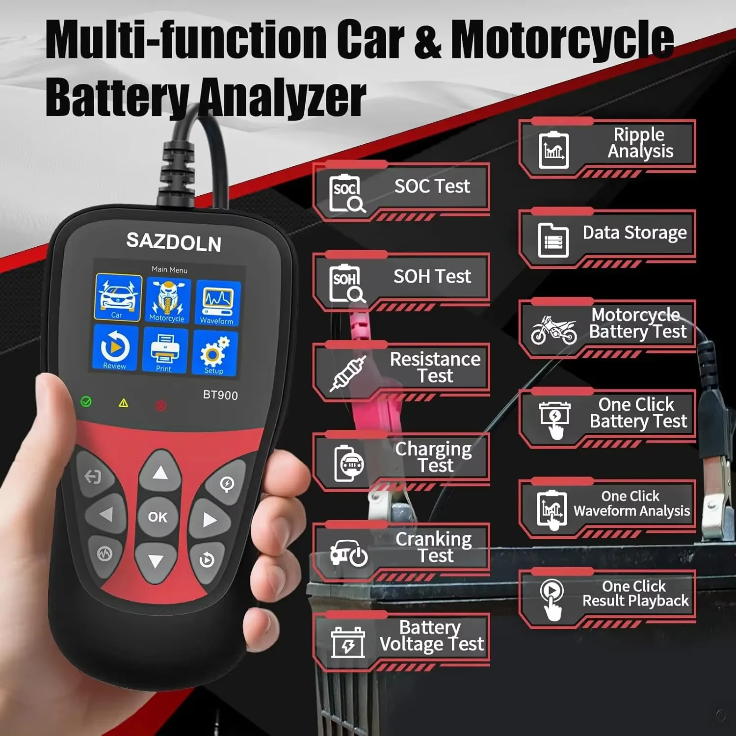 

Анализ аккумулятора BT900 OBD2 для автомобиля, мотоцикла, внедорожника, лодок, зарядки, разрядки SOC SOH, испытательное сопротивление, пульсация, Anlysis, хранение данных