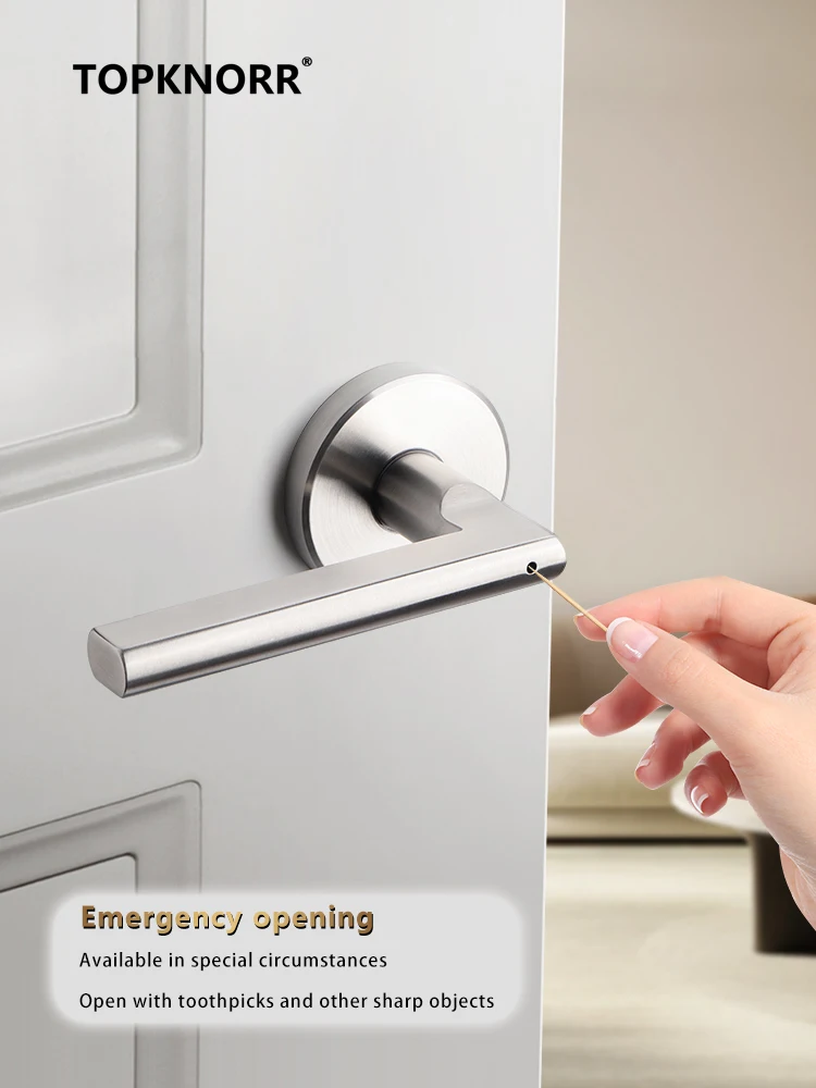 

304 Stainless Steel Handle Lock Household Single Tongue Bathroom With Red and Green Indicator Lock Indoor Three-rod Ball Lock