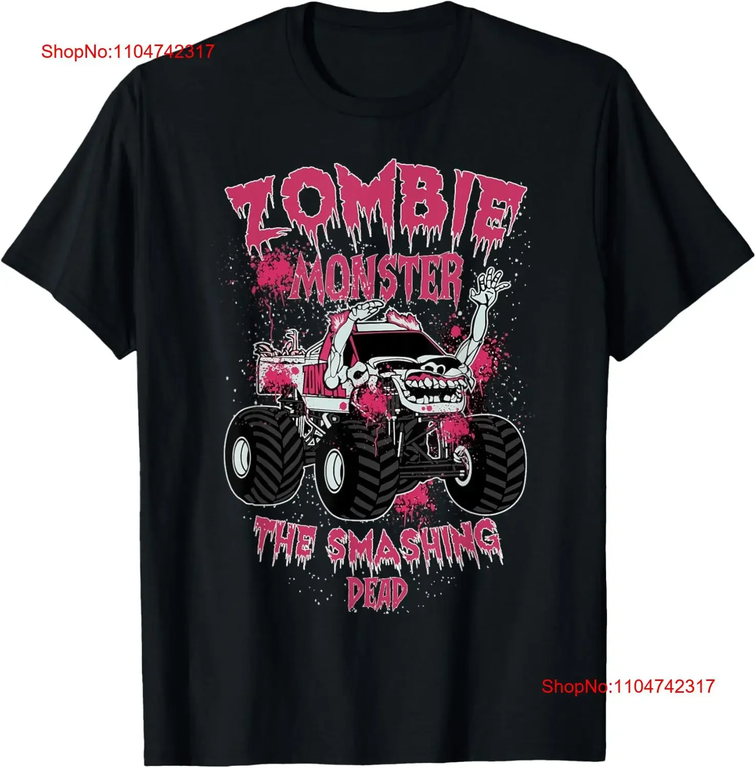 Zombie Monster Truck The Smashing Dead camiseta vintage lavada ropa de calle ligeramente suave Top estirado para uso diario