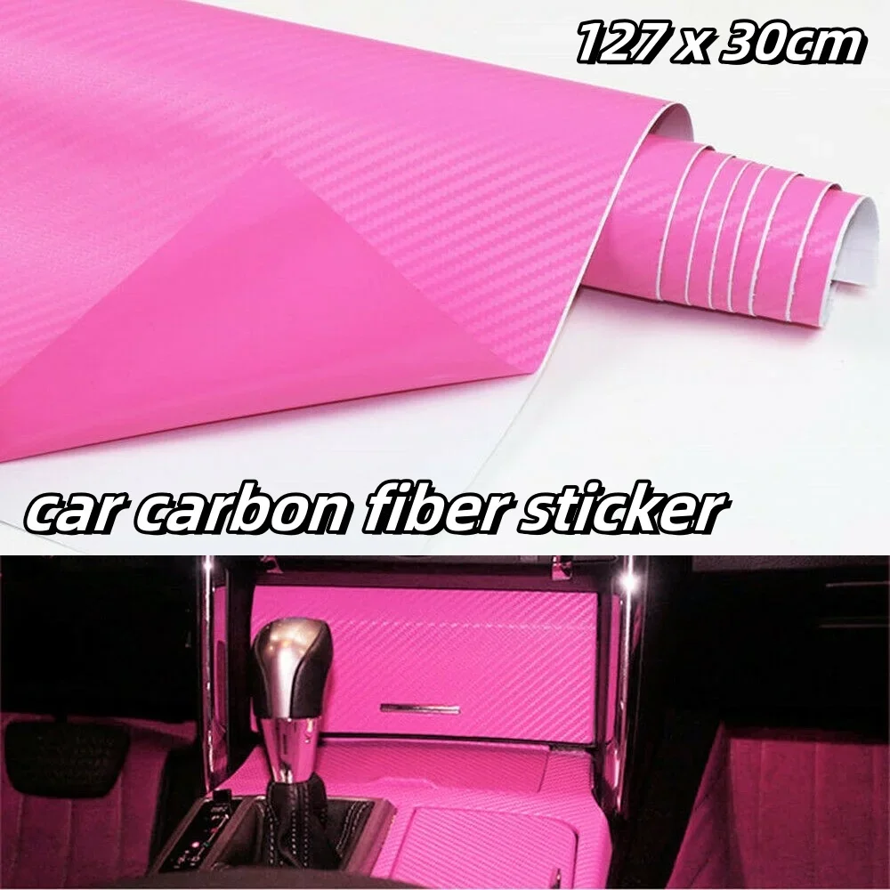 

Car Pink Carbon Fiber Vinyl Wrap Sticker Interior Accessories Panel 50x12Inch Car Styling Change Color Film Protective Film