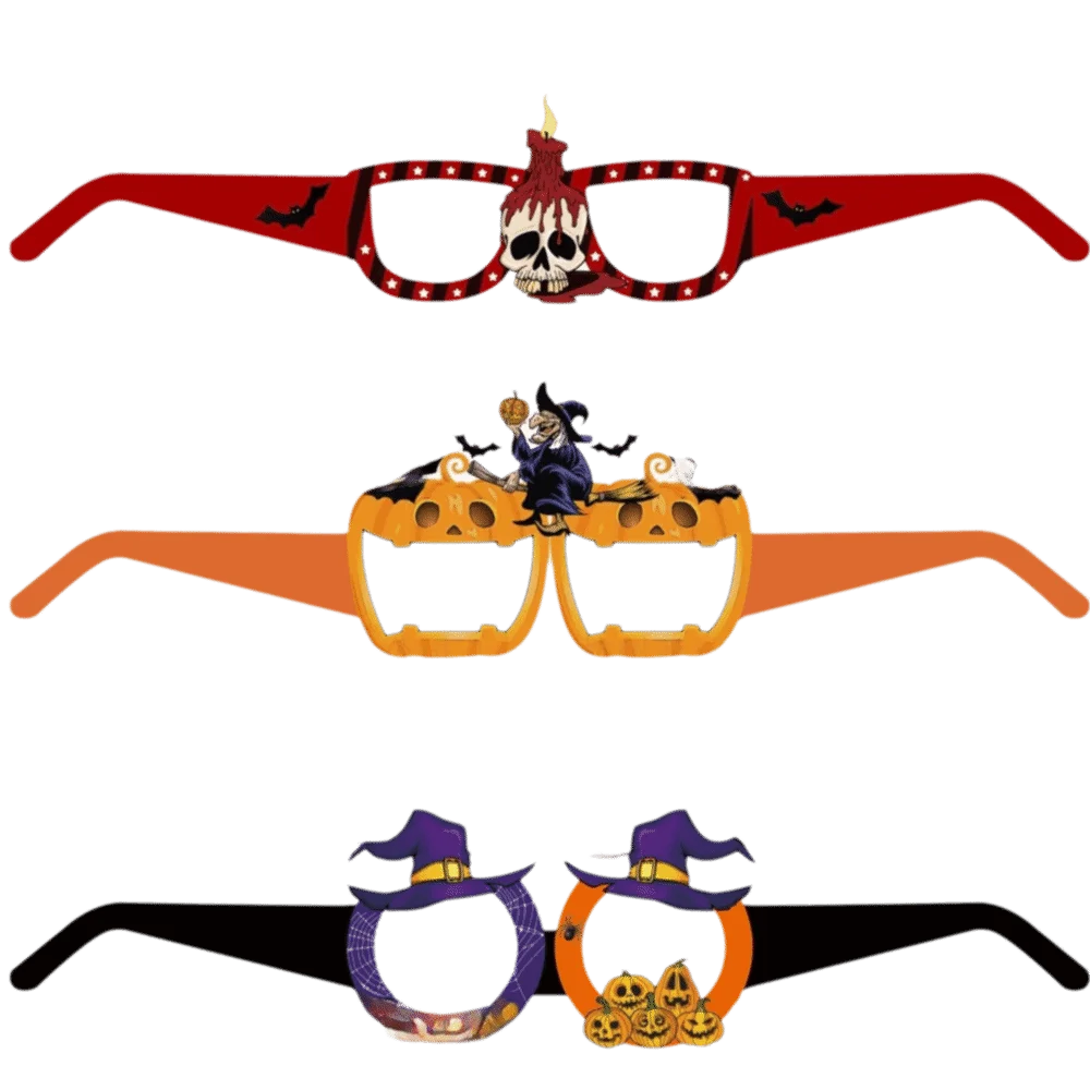 6 pcs Funny Halloween Paper Glasses Spider Design Bat Design Cosplay Eyeglass Cardboard Pumpkin Design Party Photo Props Party