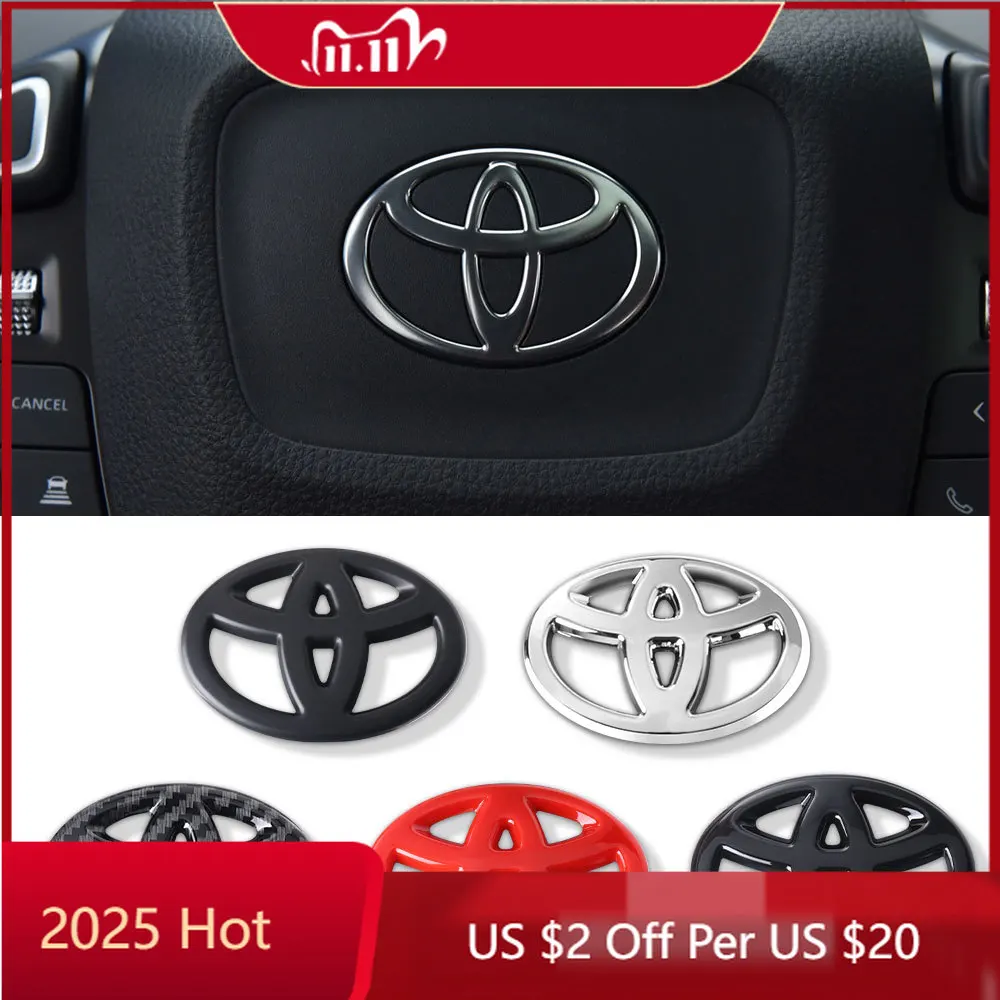 

Для Toyota 2026 новые колпаки ступиц, 1 шт., автомобильный ABS, углеродное волокно, логотип, значок на руль, наклейка для Toyota Fortuner CHR Verso Pr