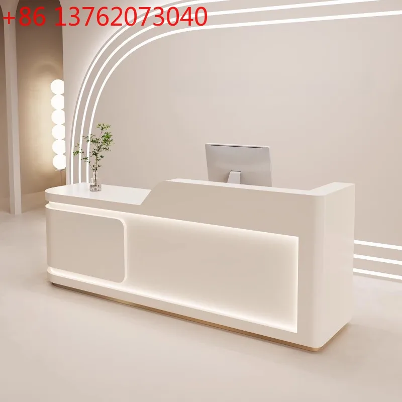

Nordic Cream Style Reception Desks French Clothing Store Beauty Salon Cashier Desk Training Institution Office Furniture