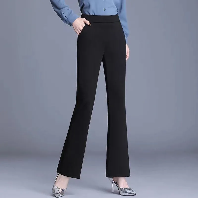 Thick Velvet Micro-flare Pants Women in Autumn Winter High-waisted Loose Casual Trousers Outer Wear Winter Warm Cotton Pants