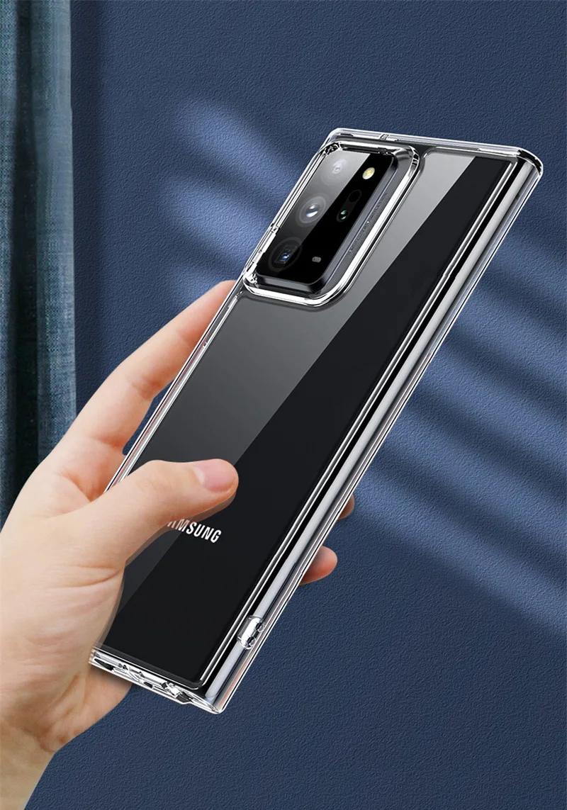 Luxury Full Cover Clear TPU Case for Samsung Galaxy Note 20 Ultra 20+ Transparent Shockproof Dust-proof Protector Case Covers