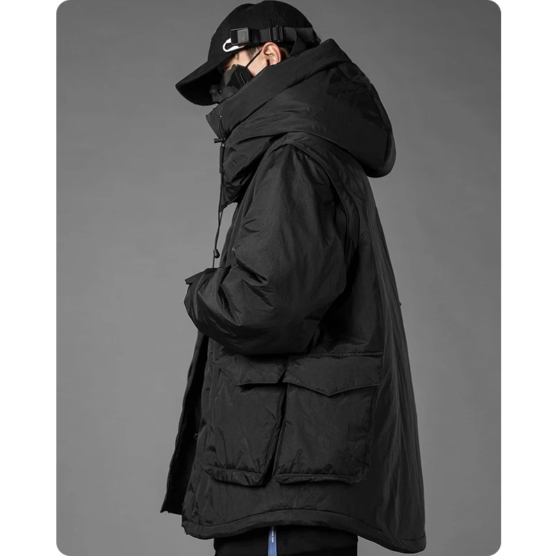 Removable Unisex Male Winter Coat Padding Puffer Jacket Heavyweight Men\'S Clothes Varsity Harajuku Hiphop High Street Michalkova