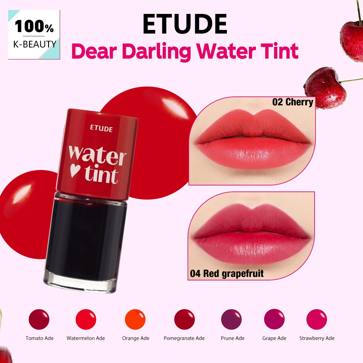 ETUDE Dear Darling Water Tint, Non appiccicoso e traspirante, Finitura trasparente simile ad acquerello, Tinta labbra schiarente, K-Beauty, Trucco coreano