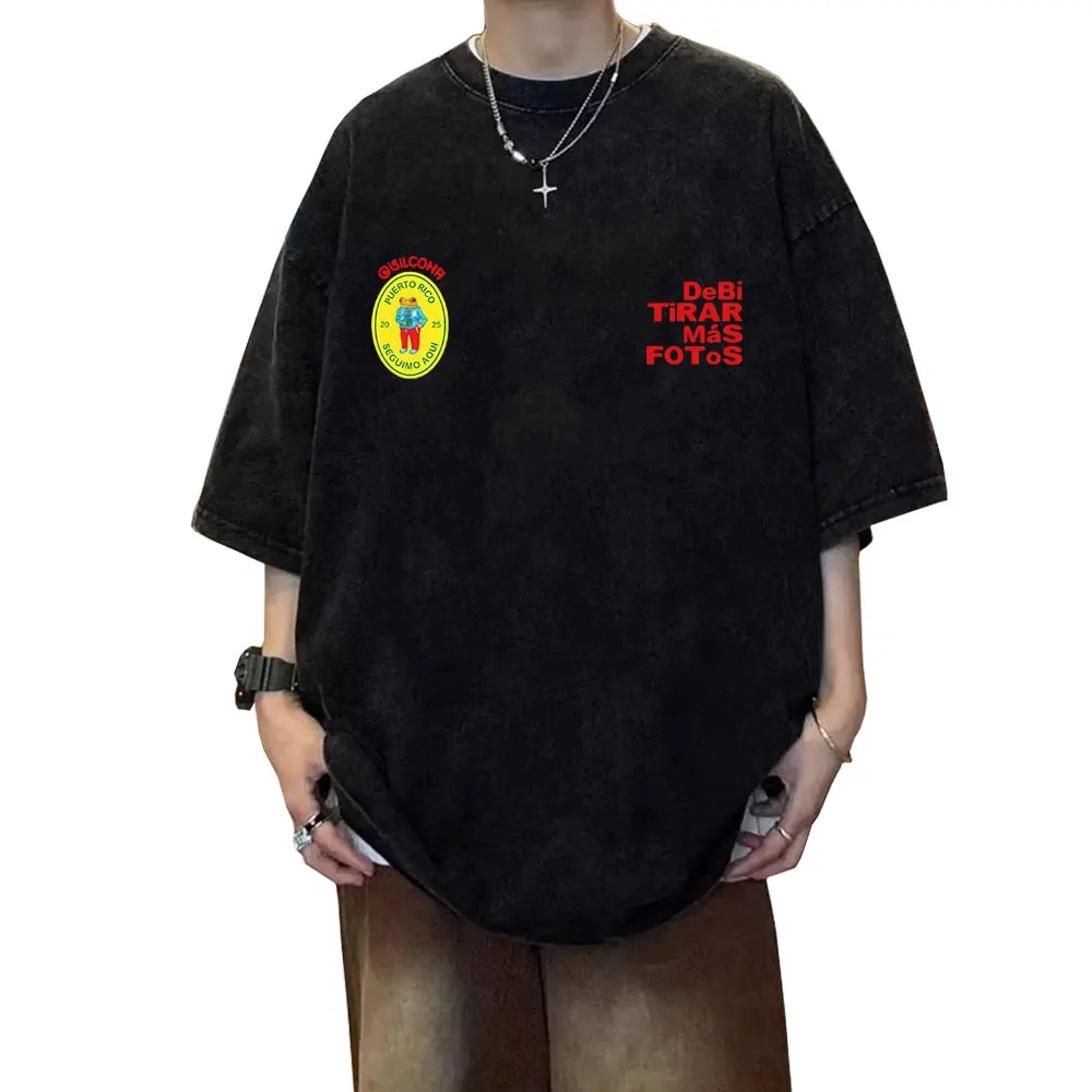 

Bad Bunny Debi Tirar Mas Fotos DTMF Washed Vintage T-shirt Un Verano Sin Ti T Shirt Men Women Hip Hop Fashion Oversized T-shirts
