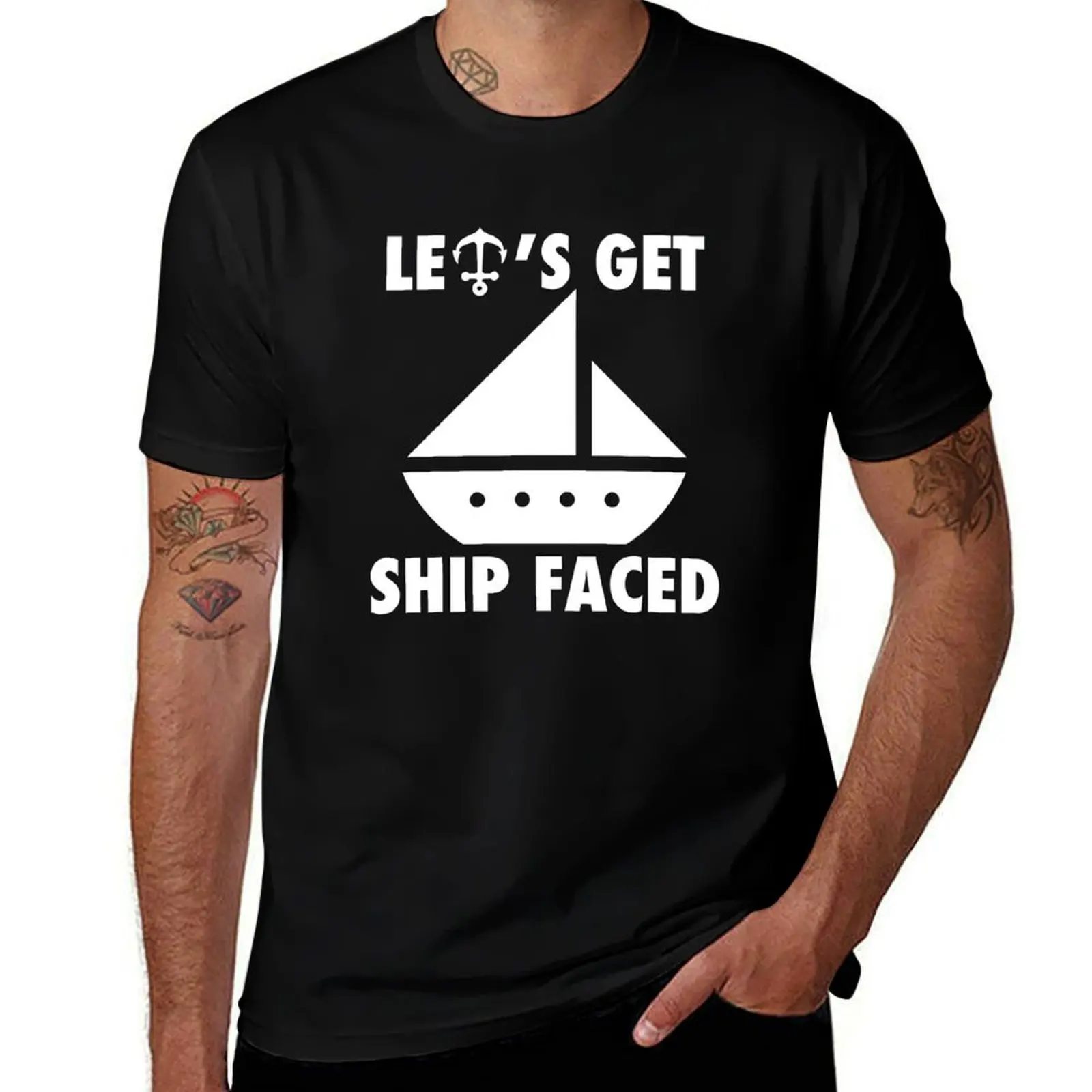 Let's Get Ship Faced!! Funny Boating Skipper On The Water Outdoors Shirt T-Shirt Christmas Casual Short Sleeve Top