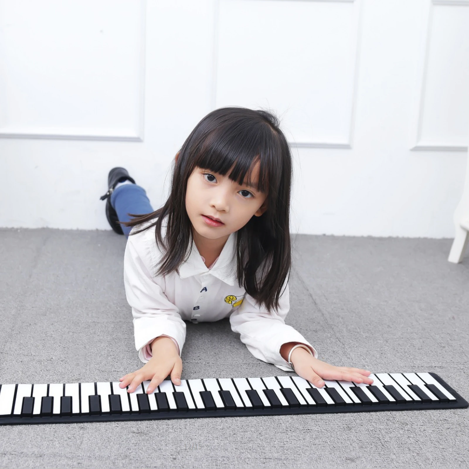 88 مفتاحًا بيانو إلكتروني محمول قابل للطي لوحة مفاتيح قابلة للطي 128 نغمة 1000 مللي أمبير وظيفة تسجيل اتصال لاسلكي USB #6