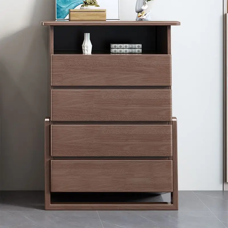 Four-chest cabinet household living room small apartment large capacity solid wood drawer storage cabinet