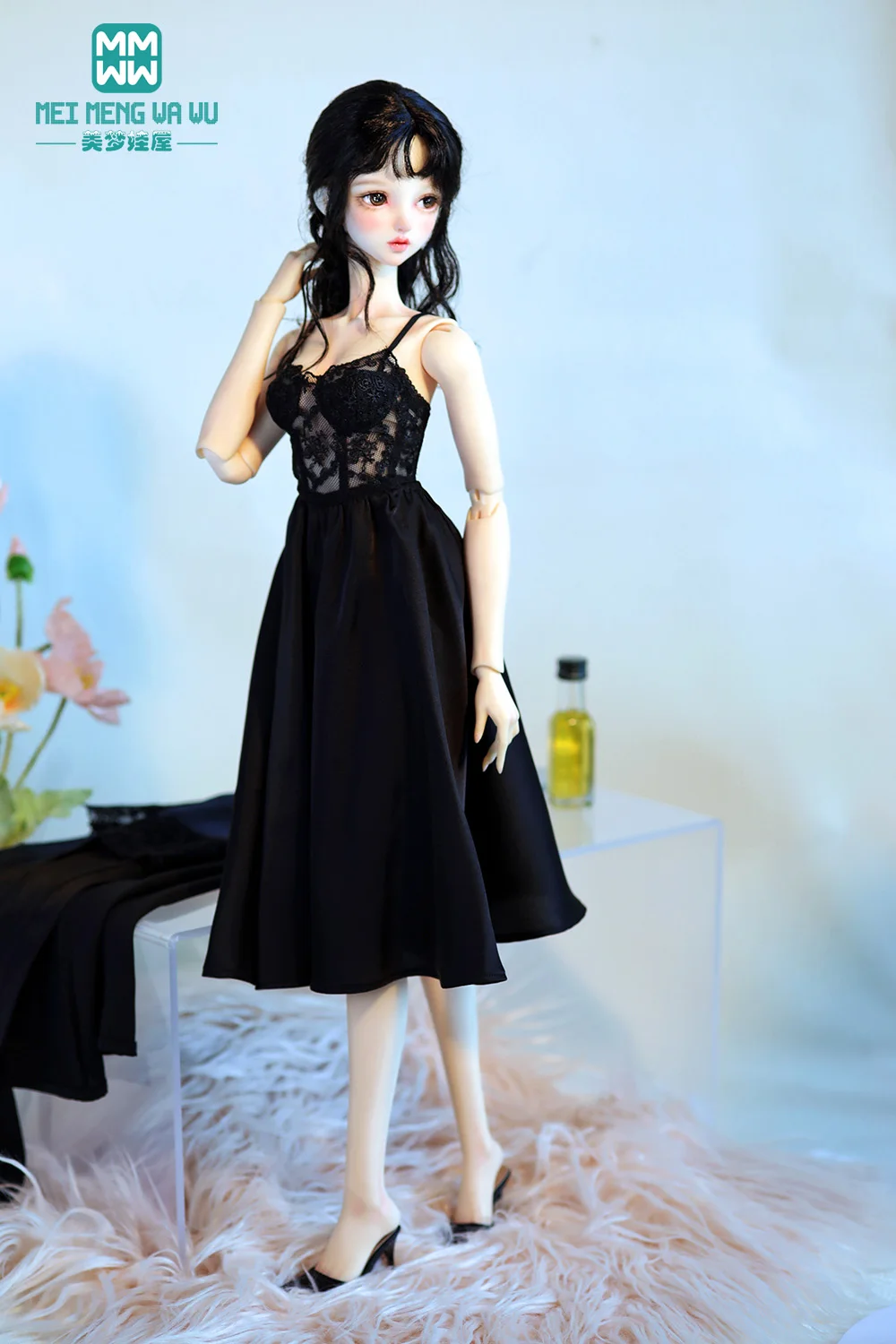 

BJD Doll Clothes 58-60cm 1/3 SD DD Fashion silk dressing gown Pink gold black