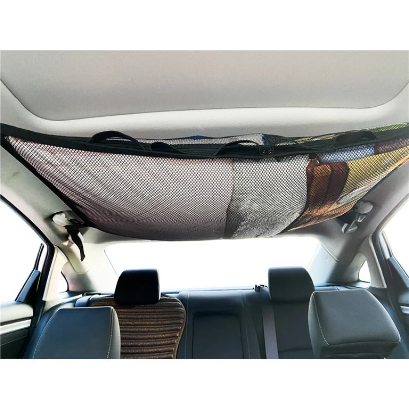 

Car Interior Roof Storage Bag Dual Purpose Fishing Rod Netting Travel Toy Netting Car Organizer Car Roof Storage Accessories