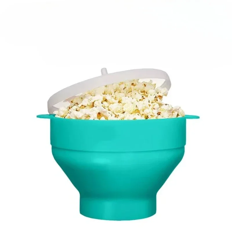 Microwave Popcorn Bowl Bucket Silicone Collapsible Bowl Popcorn Maker with Lid Chips Fruit Bowl Multifunction DIY