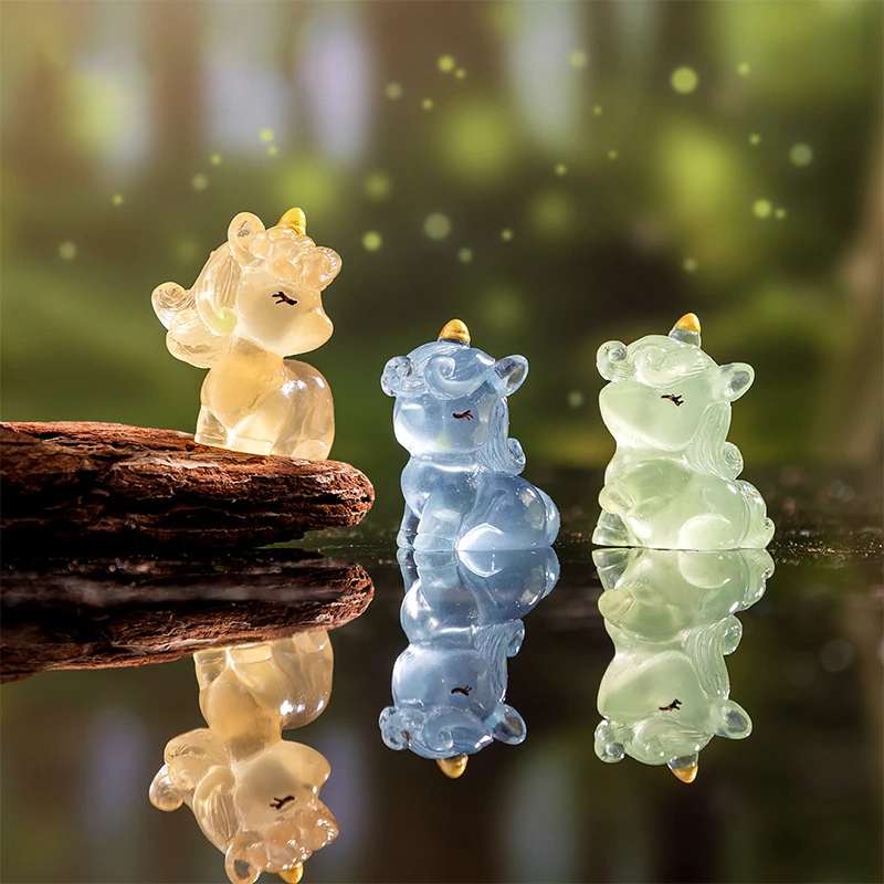 Cartoon Miniature Unicorns Statue Home Decoration DIY House Decoration Accessories Cute Kawaii Luminous Unicorns Dolls Gifts