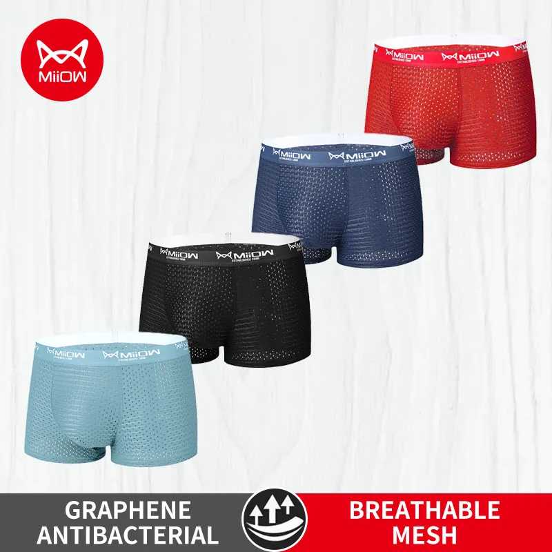 MiiOW Mesh Männer Boxershort Eis Seide Boxer Unterwäsche Atmungsaktive Graphene Antibakterielle Männlichen Höschen Unterhose Calzoncillos