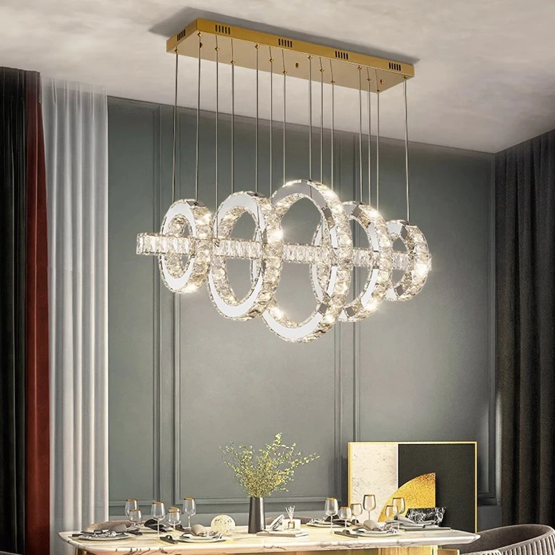 شعبية دائرة كريستال زجاج الثريا مصمم ضوء مصباح السقف APP مع RC عكس الضوء بريق، والإضاءة الداخلية للمنزل