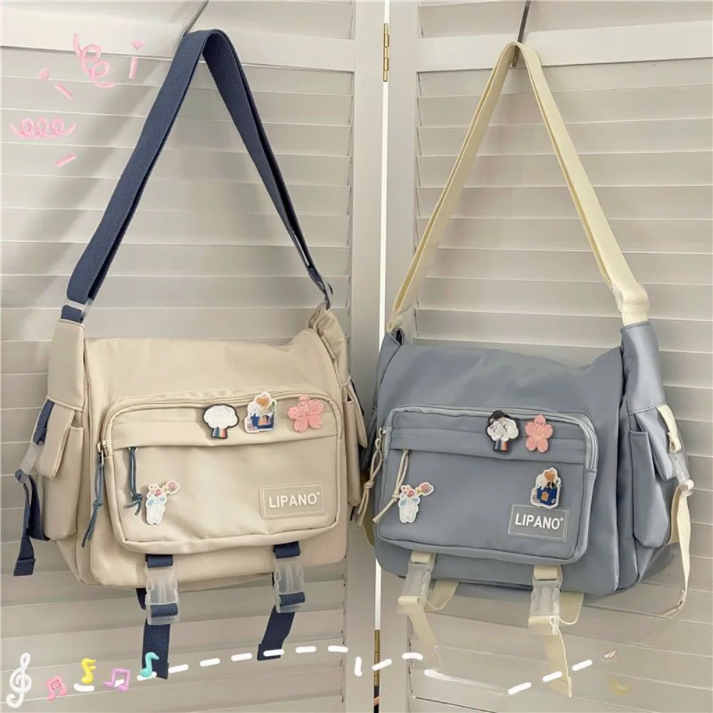 Korean Ulzzang School Bag For Women Patchwork Color Crossbody Bags Women Men Unisex Couple Bags Sport Casual Nylon Shoulder Bag