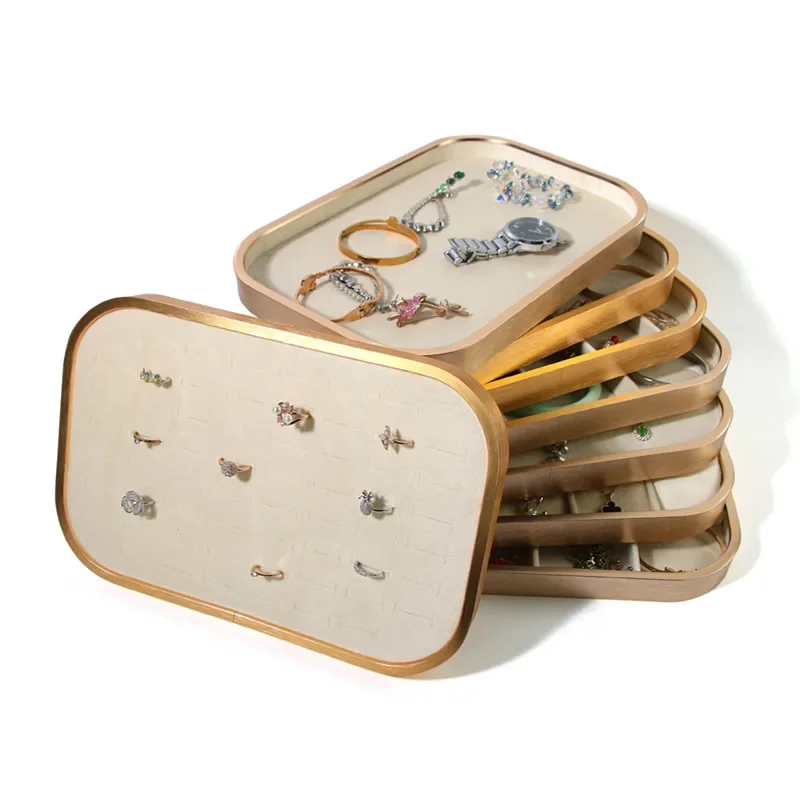 

Металлический поднос для ювелирных изделий, стойка для колец из алюминиевого сплава, ультратонкий белый поднос для ювелирных изделий, дисплей для ожерелья в европейском стиле