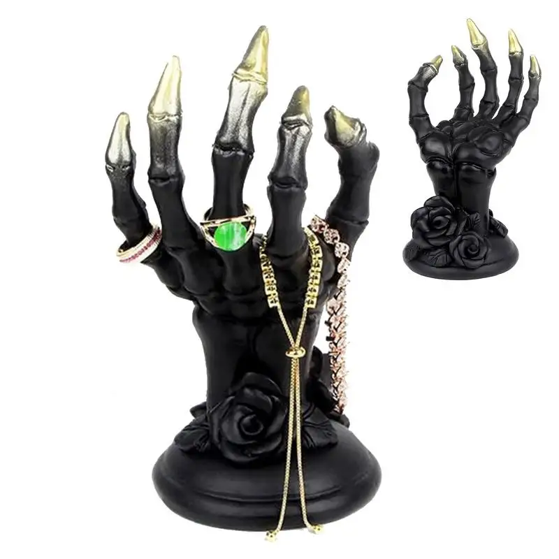 Halloween Gothic Witch Hand Statue Creative Resin Decorative Keys Jewelry Hanger Aesthetic Halloween Creative Props Creepy Pose