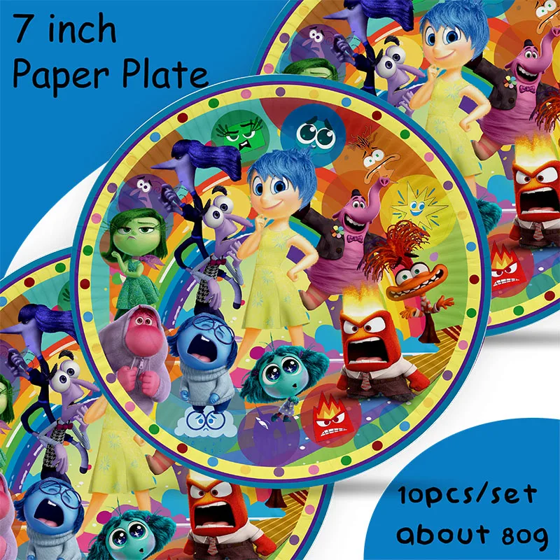 Disney Inside Out Theme Cool Party Paper Cups Banner Tablecloth Disposable Tableware Set For Kids Birthday Decoration Supplies