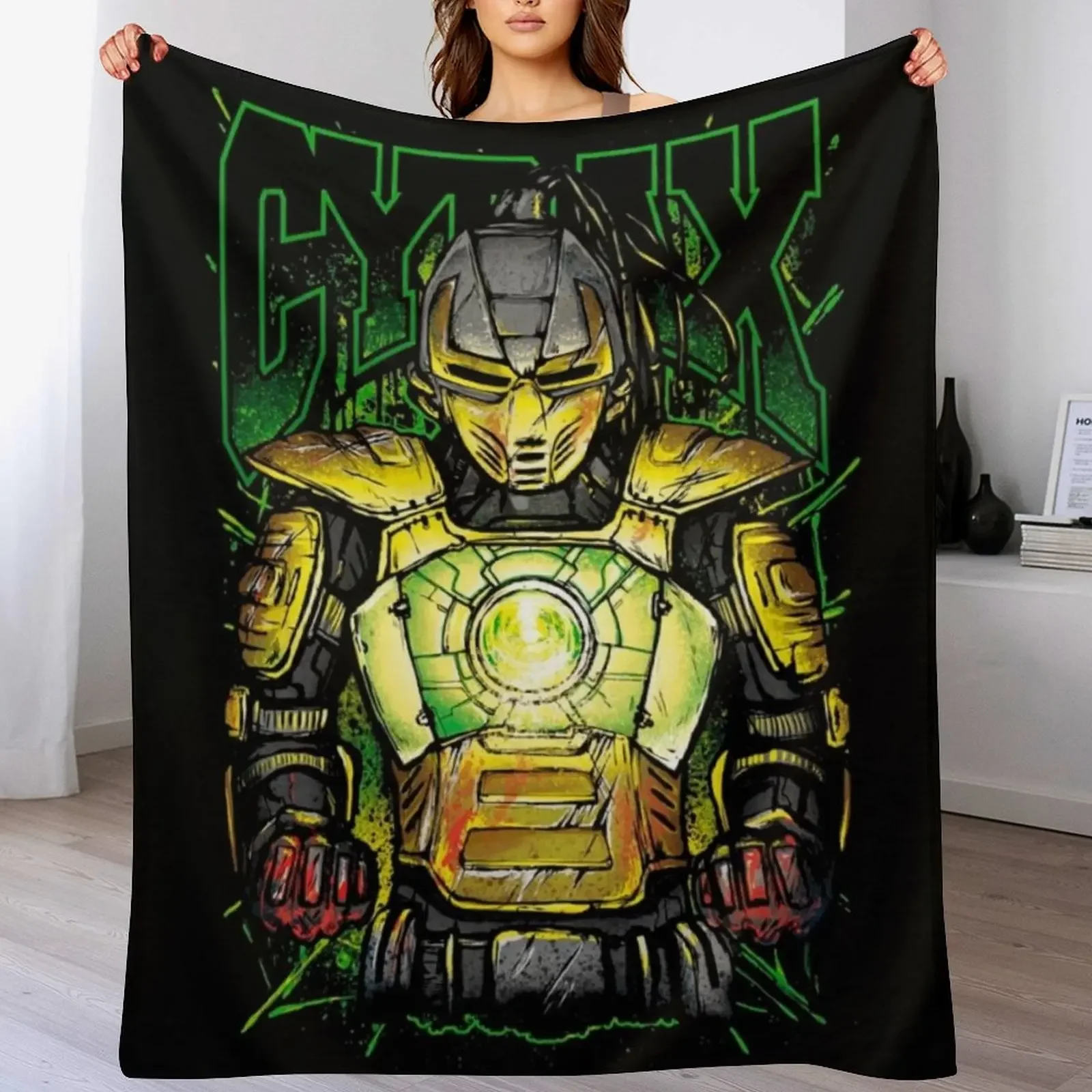 

Mortal Kombat Cyrax Throw Blanket Tourist Soft Plaid Thermals For Travel Quilt Blankets