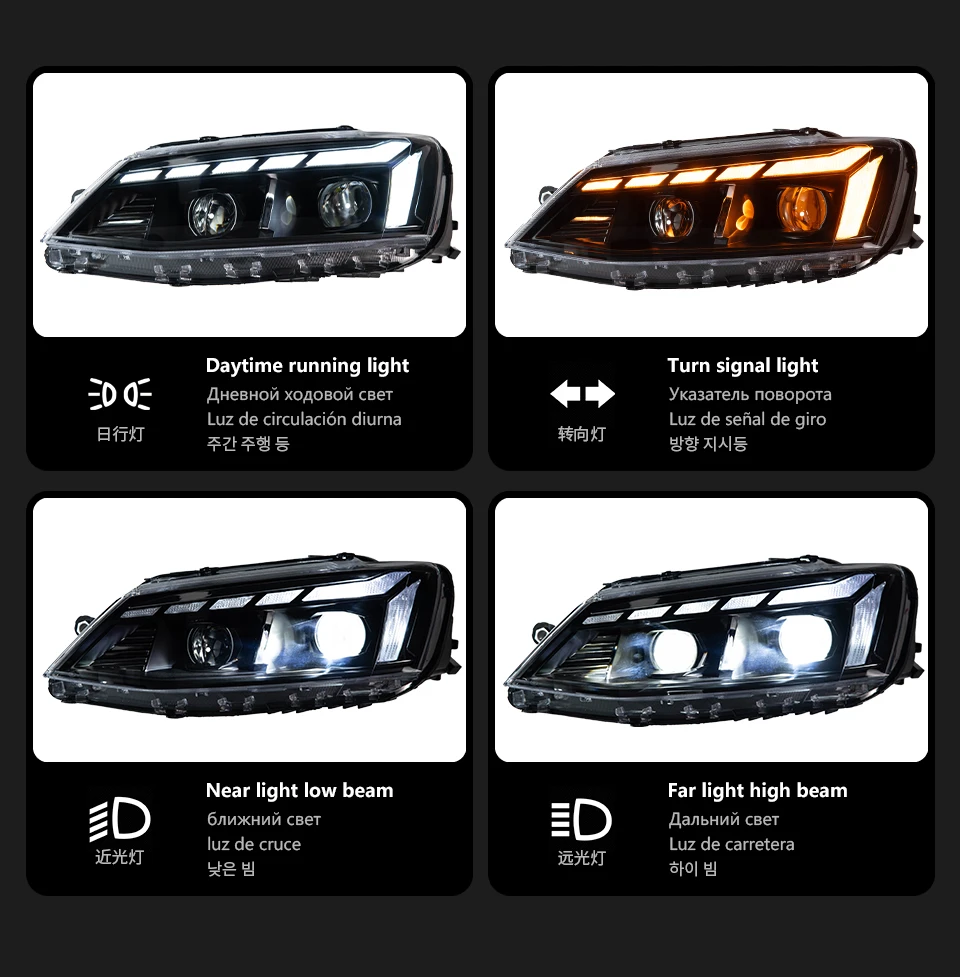 AKD Head Lamp for VW Jetta Sagitar MK6 LED Headlight 2011-2018 Headlights MK6 DRL Turn Signal High Beam Angel Eye Projector Lens