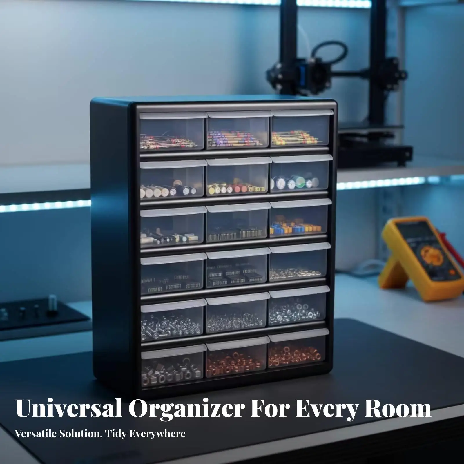 18-Drawer Organizer Transparent Drawers Desktop Drawer Cabinet 6-by-3 Layout