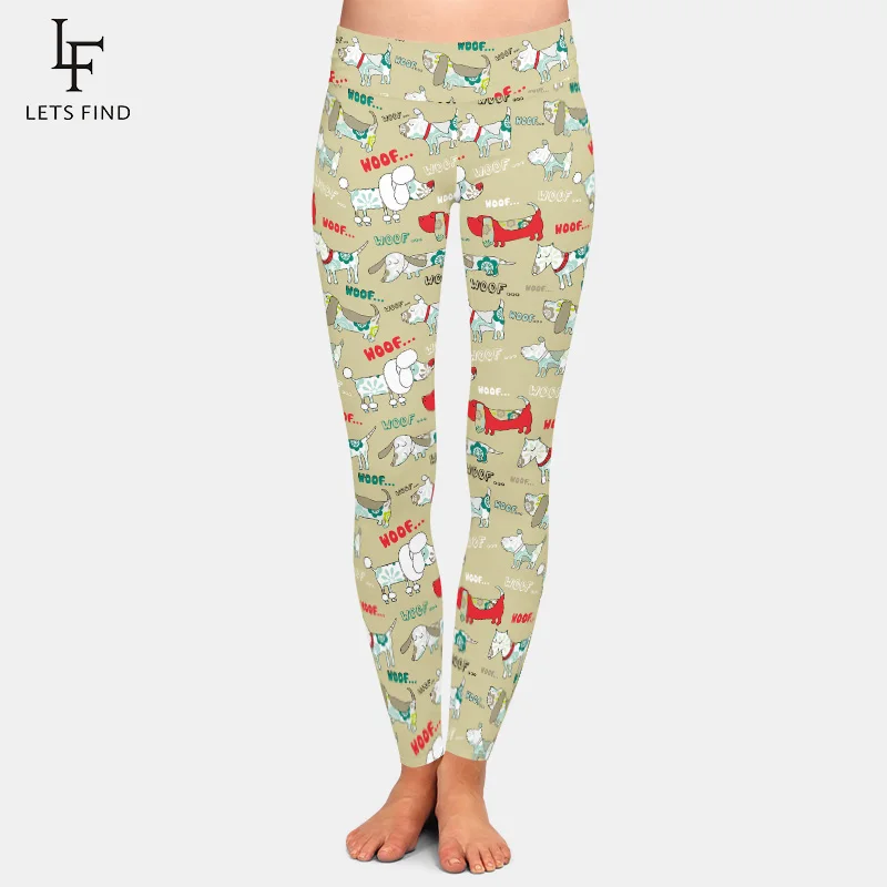 Fashion New 3D Cartoon Cute Dog Print Women Leggings High Waist High Elastic Milk Silk  Casual Leggings