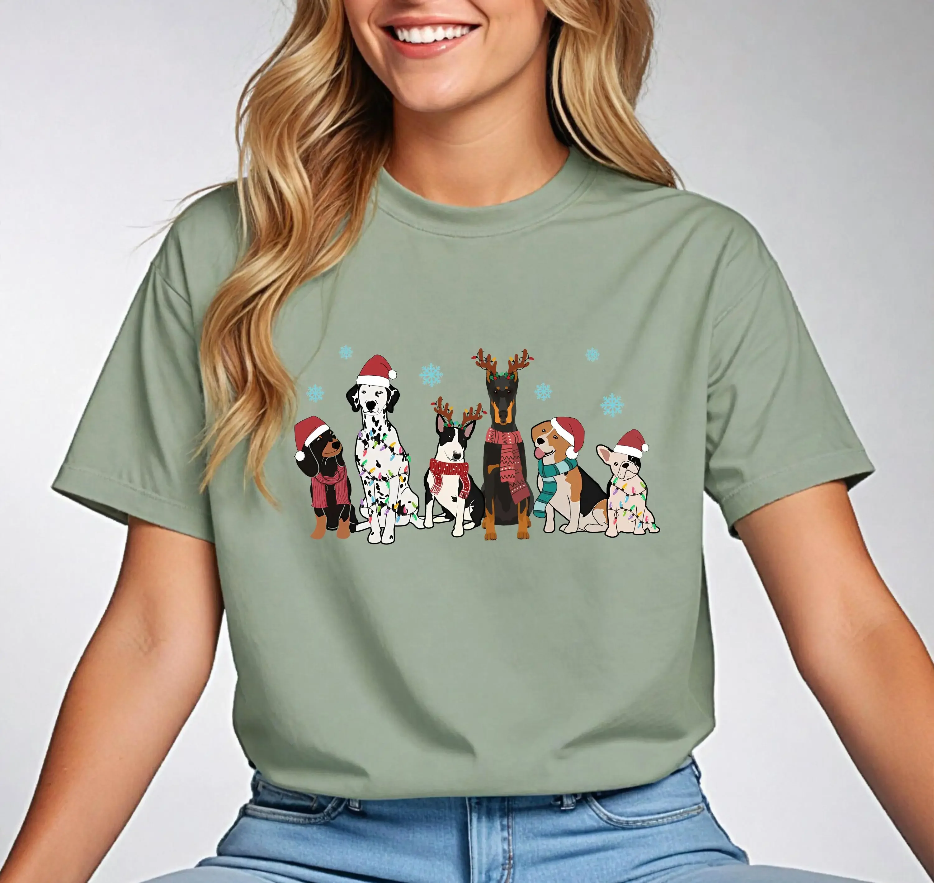 Weihnachts-T-Shirt für Hundeliebhaber, niedliches Weihnachtsmotiv für fröhliche Anlässe