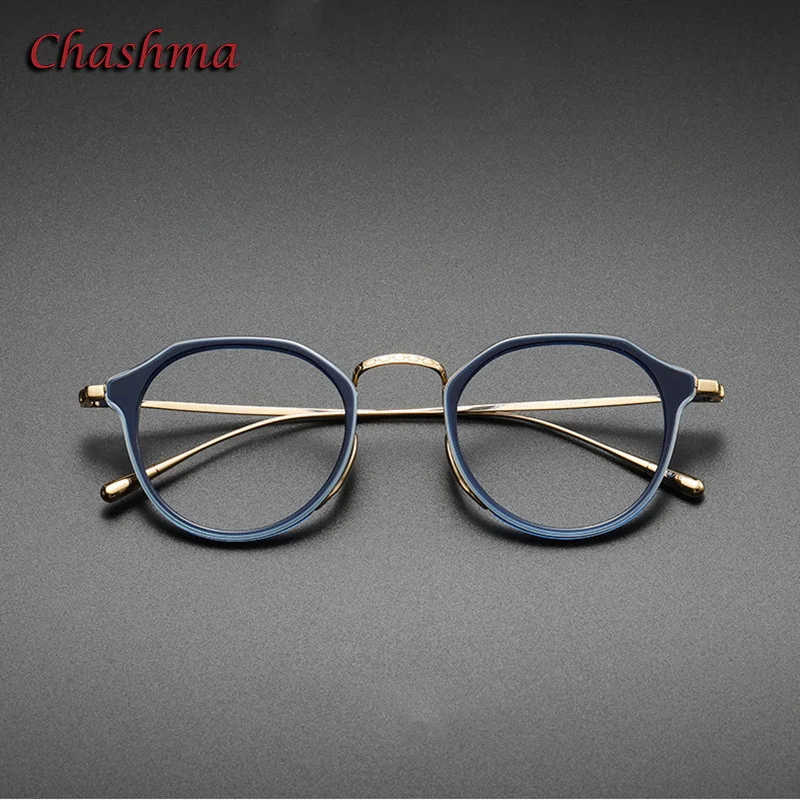 Chashma Men Glasses  Acetate Titanium Round Light Optical Eyewear Designer Optic Degrees Prescription Lenses Frame